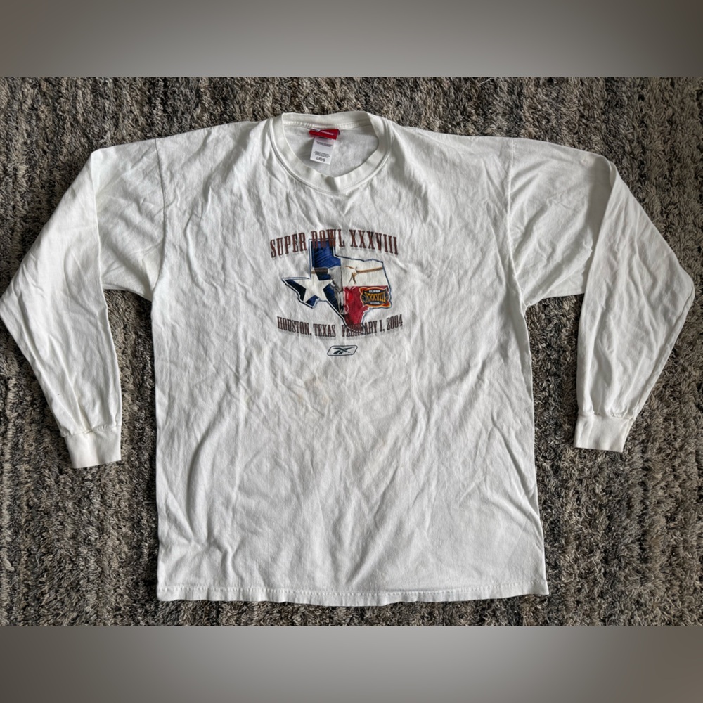 Vintage 2004 Super Bowl 38 Long Sleeve Reebok Shirt 23x27